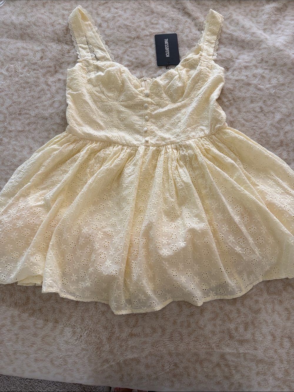 THATSSOFETCH Pale Yellow Mini Dress. Size 10. NWT